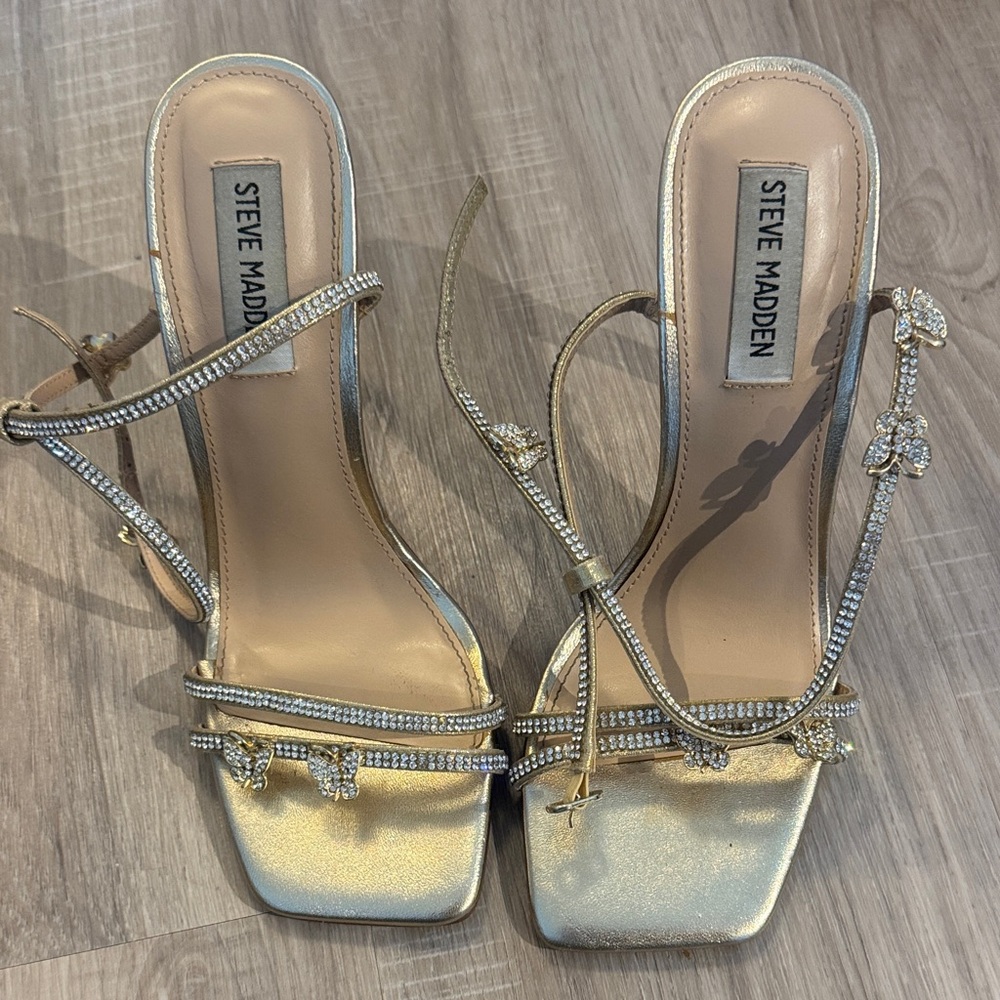 Steve Madden Gold Rhinestone Butterfly Heels